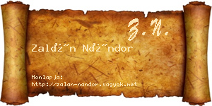 Zalán Nándor névjegykártya